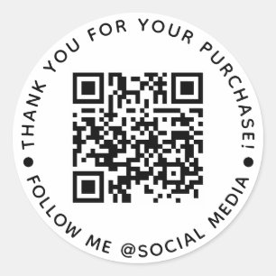 QR Code Business Thank You For Your Purchase Class Classic Round Sticker
