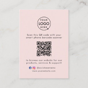 QR Code Business Website Scan Me Social Media Pink Card