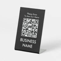 QR Code Cafe Modern Big Print Menu Black