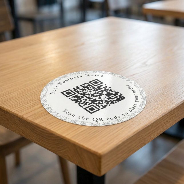QR Code cafe table menu Classic Round Sticker (QR Code cafe table menu Classic Round Sticker.)