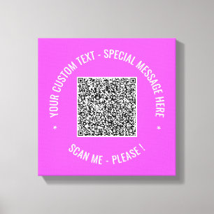 QR Code Canvas Print Scan Info and Custom Text