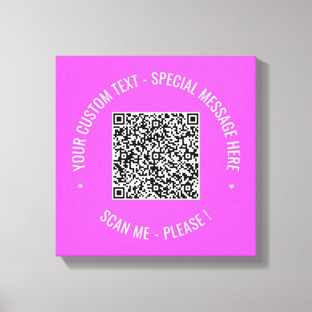 QR Code Canvas Print Scan Info and Custom Text (Front)
