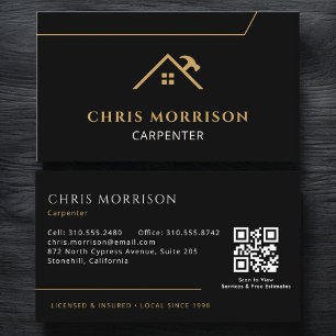 QR Code Carpenter Carpentry Contractor  Business Card