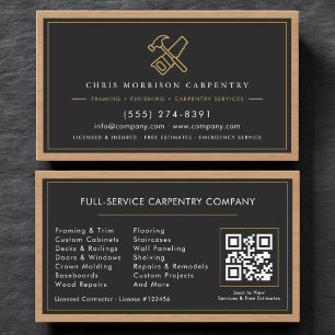 QR Code Carpenter Carpentry Services   Business Card
