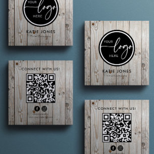 QR Code Carpentry Custom Logo Connect with Us Square Business Card