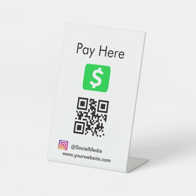 QR Code Cash App  Pedestal Sign (Front)