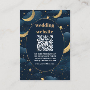 qr code Celestial Midnight Blue Stars Moon Wedding Enclosure Card