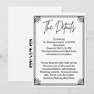 QR Code Celtic Frame Wedding Details  Enclosure Card