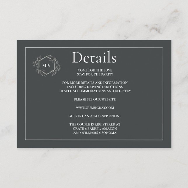 QR Code Charcoal Grey  Enclosure Card Details (Front)