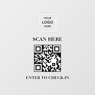 QR Code Check-In Business Logo Window Cling