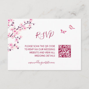 QR Code Cherry Blossom RSVP Enclosure Card