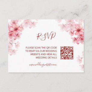 QR Code Cherry Blossom RSVP Enclosure Card