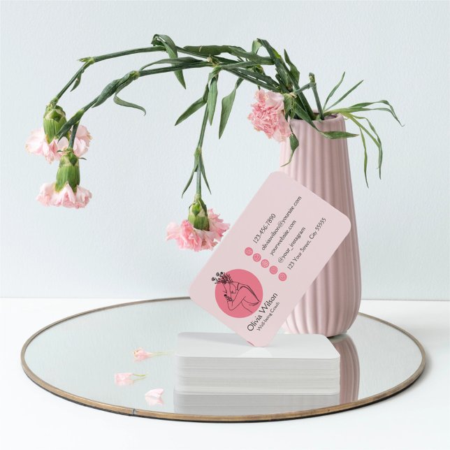 QR Code Chic Feminine Pink Business Card (Creator Uploaded)