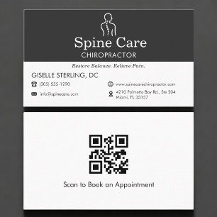 QR Code Chiropractor Office Spine Logo Business Card