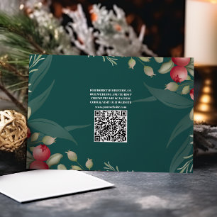 QR Code Christmas Winter Greenery Wedding Enclosure Card