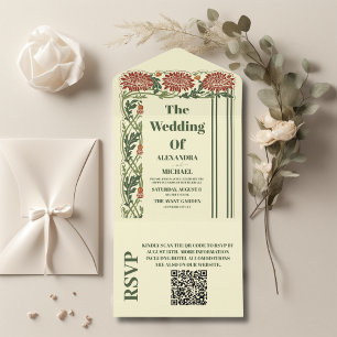 QR Code Classic Art Nouveau Wedding All In One Invitation
