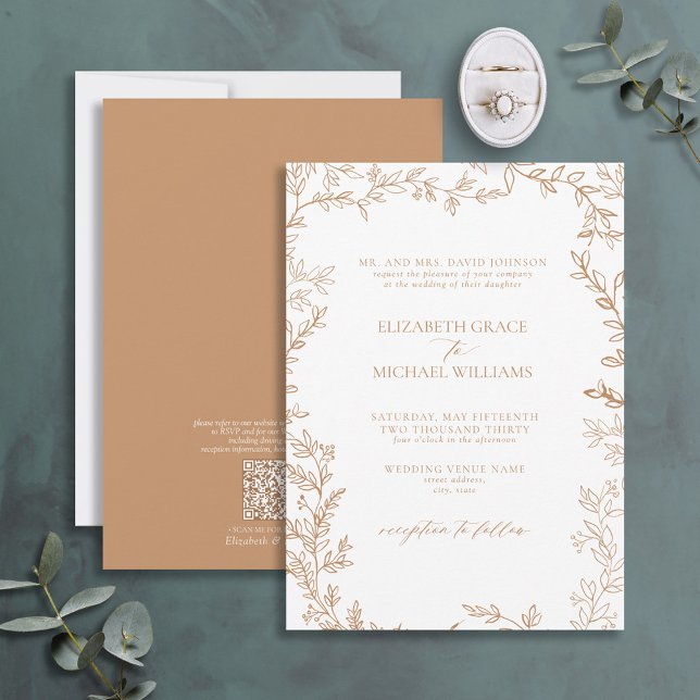 QR Code Classic Formal Elegant Terracotta Wedding Invitation (Creator Uploaded)