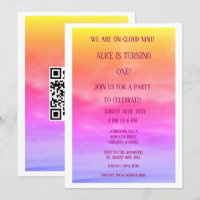 QR Code Cloud Nine Girls Birthday Party 1st Pink