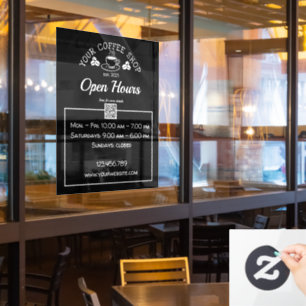 QR code coffee shop open hour sign decals