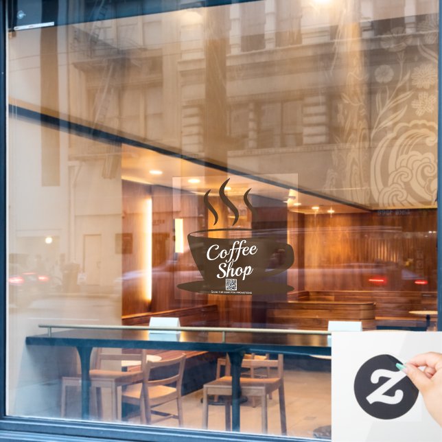 QR code coffee shop sign decals, cafe window cling (Cafe Window)