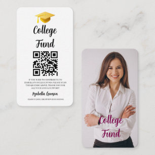 QR Code College Fund Graduation Party Graduate Enclosure Card