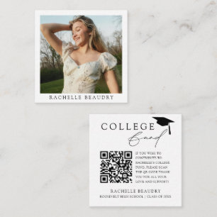 QR Code College Fund Minimalist Graduation Photo Enclosure Card