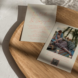 QR Code Colourful Pastel Written Whimsical Wedding Invitation