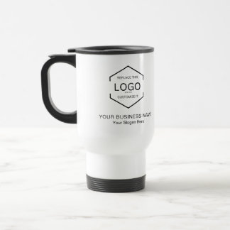 QR Code Company Business Logo Black and White Travel Mug