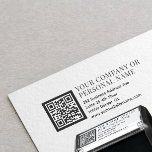 QR CODE company business name office address  Self-inking Stamp