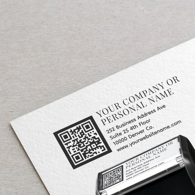 QR CODE company business name office address  Self-inking Stamp (Creator Uploaded)