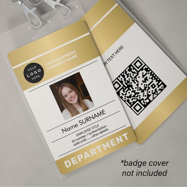 QR code company logo employee photo gold ID ID Badge (Creator Uploaded)