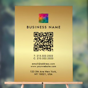 QR Code Company Logo Gold Template Glamourous Acrylic Sign