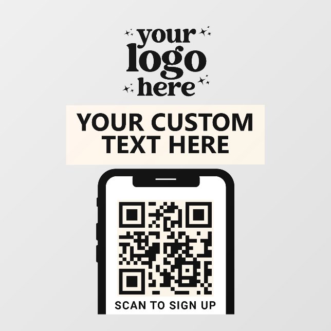 QR Code Company Logo Modern Minimalist Off White (Sheet)