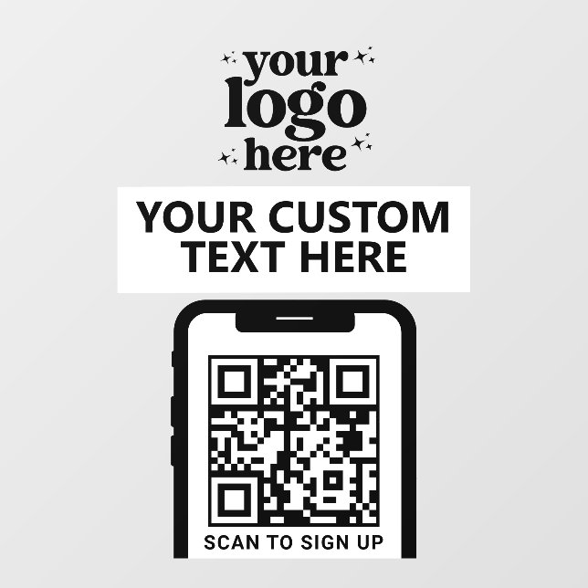 QR Code Company Logo Modern Minimalist White (Sheet)