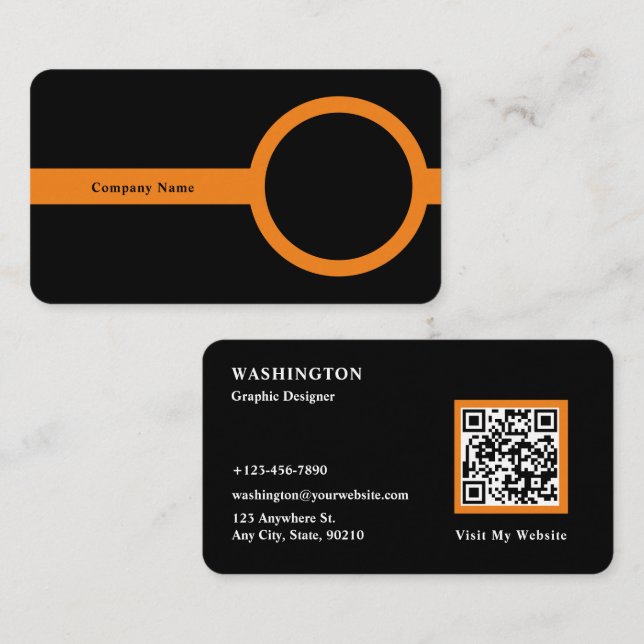 QR code & company logo modern professional Business Card (Front/Back)