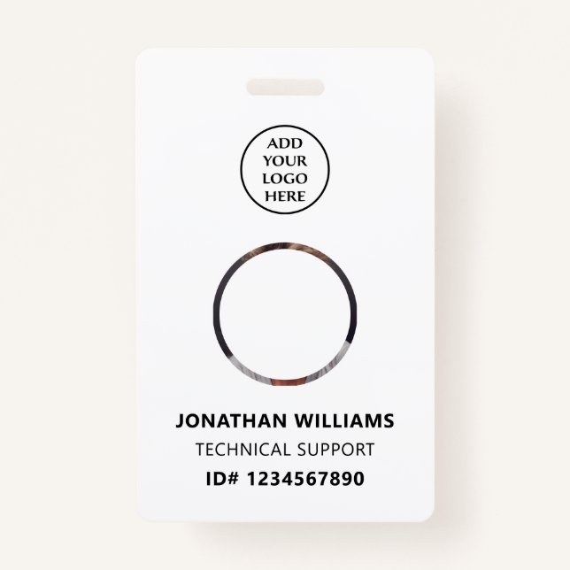 QR Code Company Logo Staff Name Job Title Photo ID ID Badge (Front)