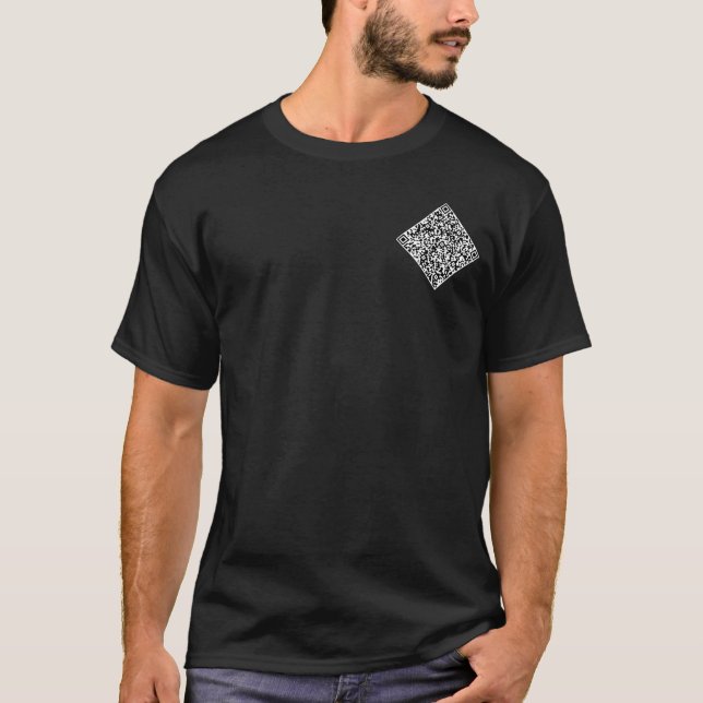 QR Code Company T-Shirt Template with Custom Text (Front)