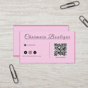 QR code Connect With us, Blush pink Business Card