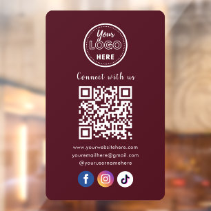 QR Code Connect With Us Social Media Burgundy