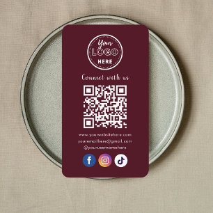 QR Code Connect With Us Social Media Burgundy Business Card