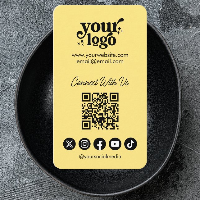 QR Code Connect With Us Social Media Cool Vertical Business Card (Creator Uploaded)