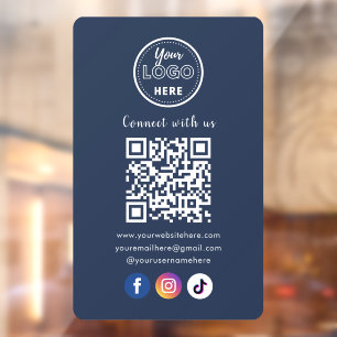QR Code Connect With Us Social Media Navy Blue