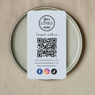 QR Code Connect With Us Social Media Soft Navy Business Card