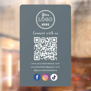 QR Code Connect With Us Trendy Social Media Navy