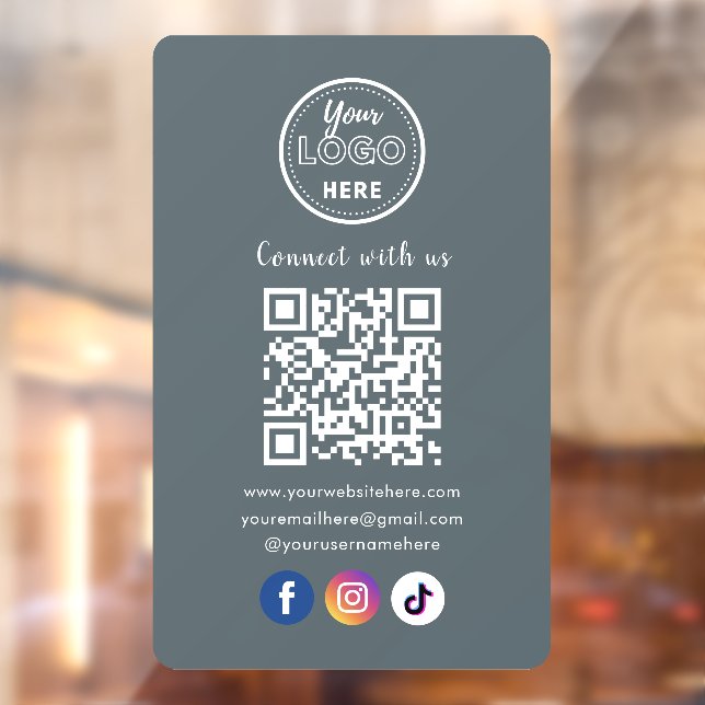 QR Code Connect With Us Trendy Social Media Navy (Sheet 2)