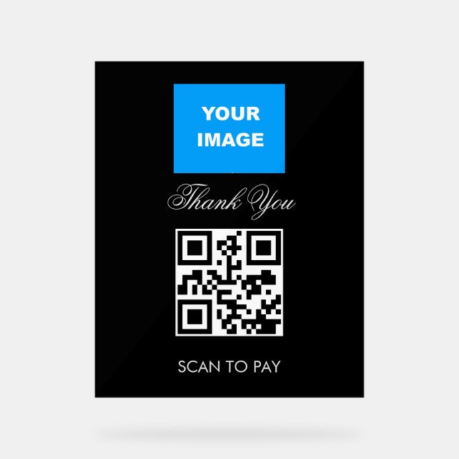 QR Code Contactless Scannable Menu Logo White Acrylic Sign (Front)