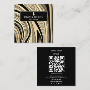 QR code Contemporary gold agate geode nail salon Square Business Card