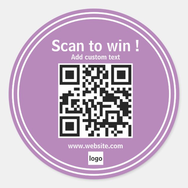 qr code contest url simple win business sticker (Front)