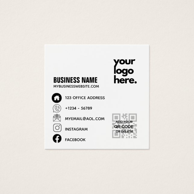 Qr Code Corporate Business Card Design Logo  (Front)