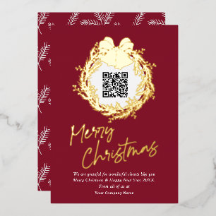 QR code corporate business Merry Christmas Foil Ho